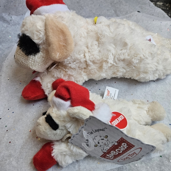 Lamp Chop Christmas Santa Hat  Dog Toy LOT OF 2 PLUSH TOYS SQUEAKY NWT NEW - Picture 12 of 16